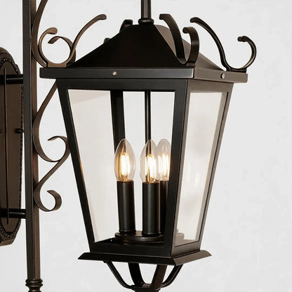 2 PCS Black Outdoor Wall Light European Vintage Three-Light - view 8