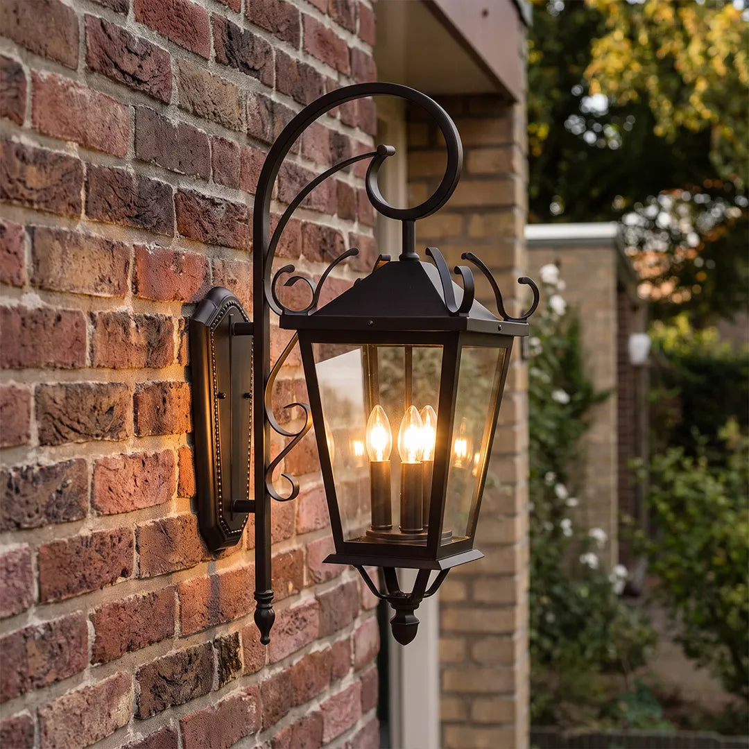 2 PCS Black Outdoor Wall Light European Vintage Three-Light - view 3