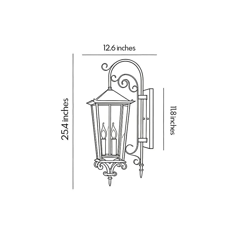2 PCS Black Outdoor Wall Sconce European Vintage Wall Lantern - view 10