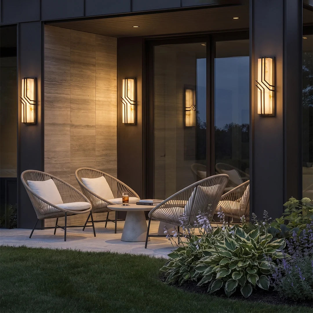 Contemporary Black Wall Lights Faux Marble Outdoor Light - view 2