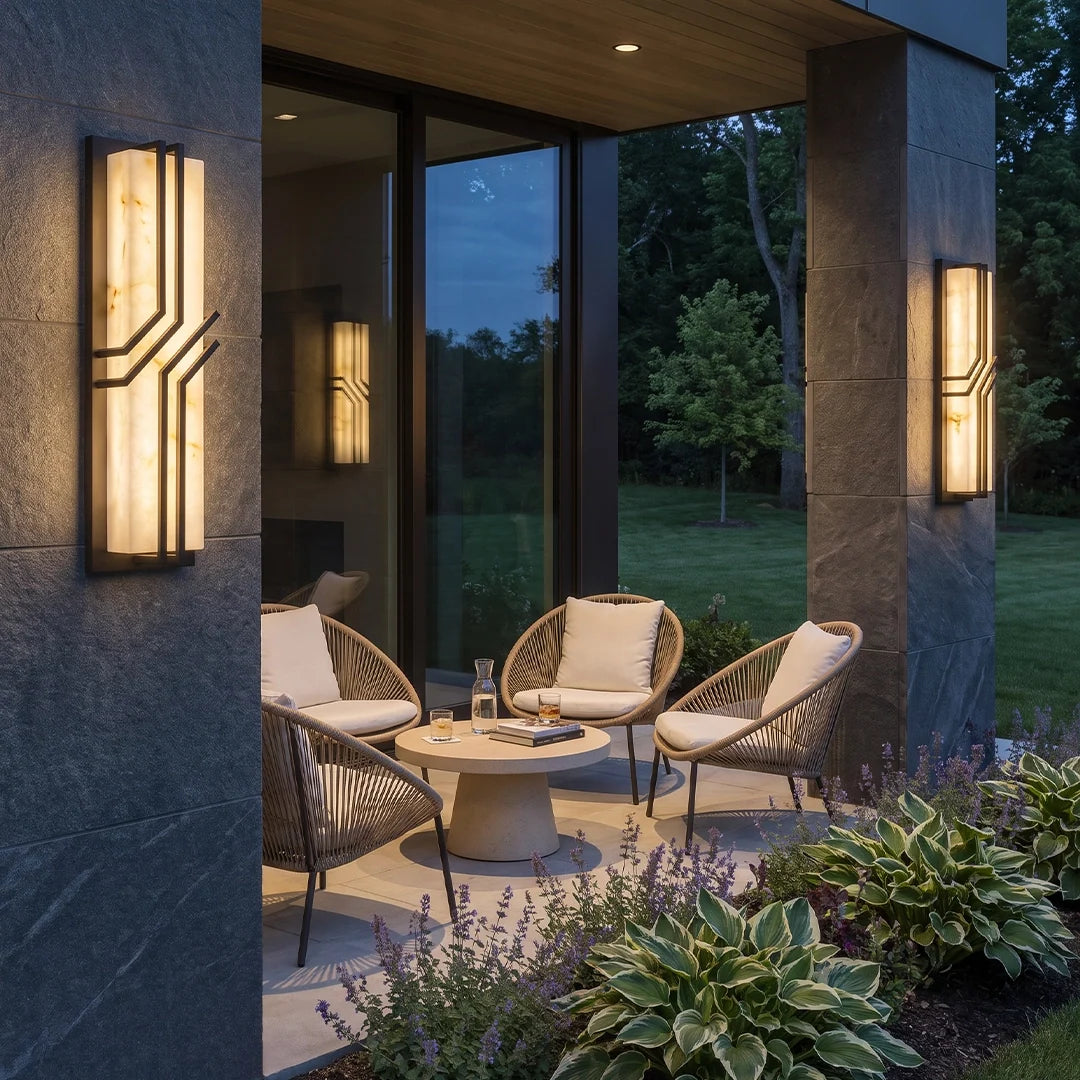 Contemporary Black Wall Lights Faux Marble Outdoor Light - view 5