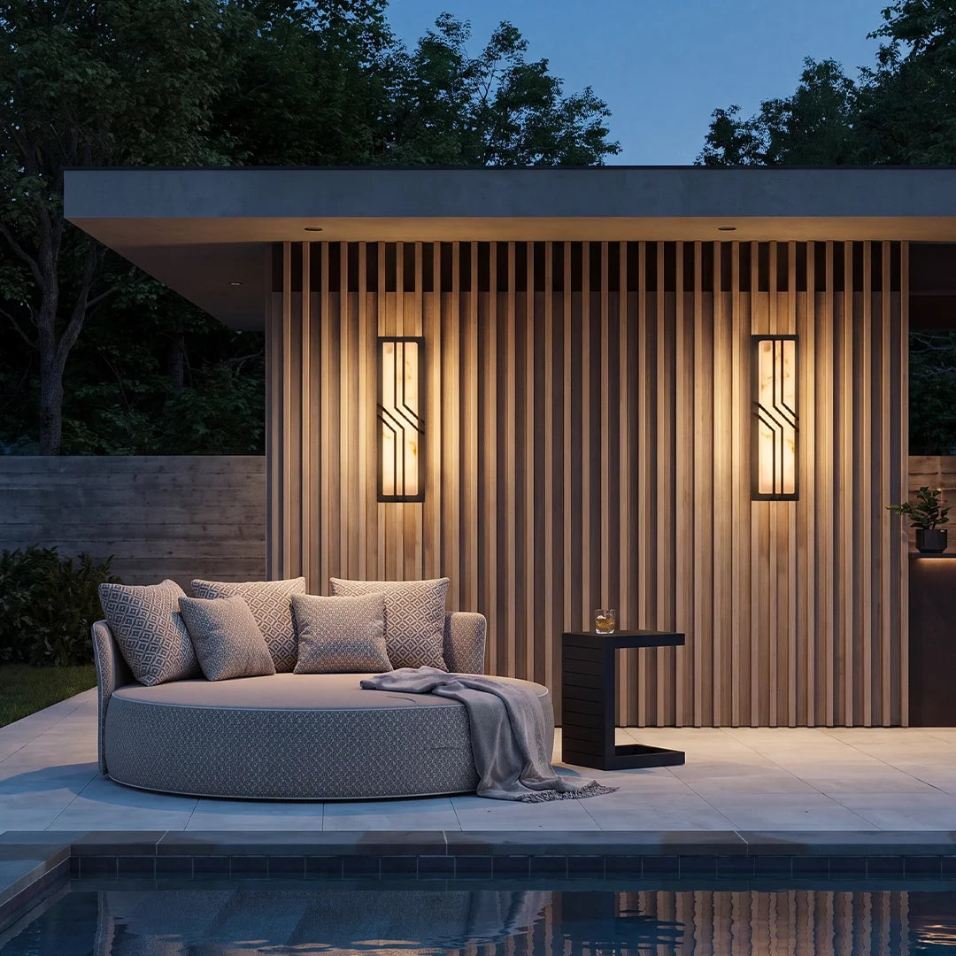 Contemporary Black Wall Lights Faux Marble Outdoor Light - view 3