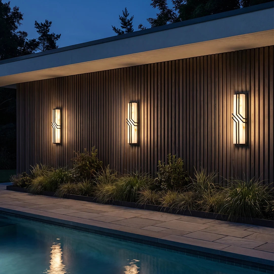 Contemporary Black Wall Lights Faux Marble Outdoor Light - view 4