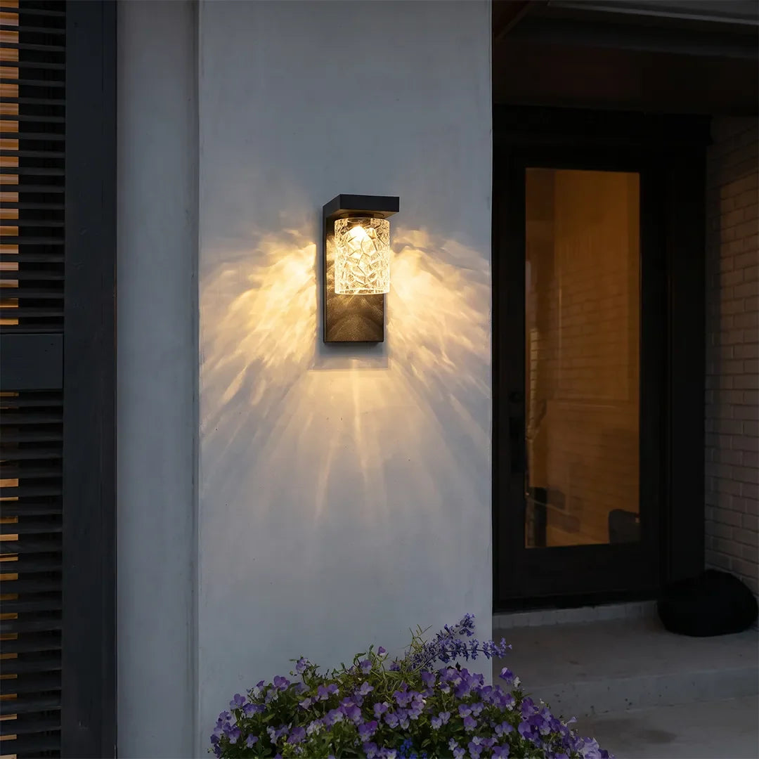 Black Sconce Wall Light Modern Glass Outdoor Light