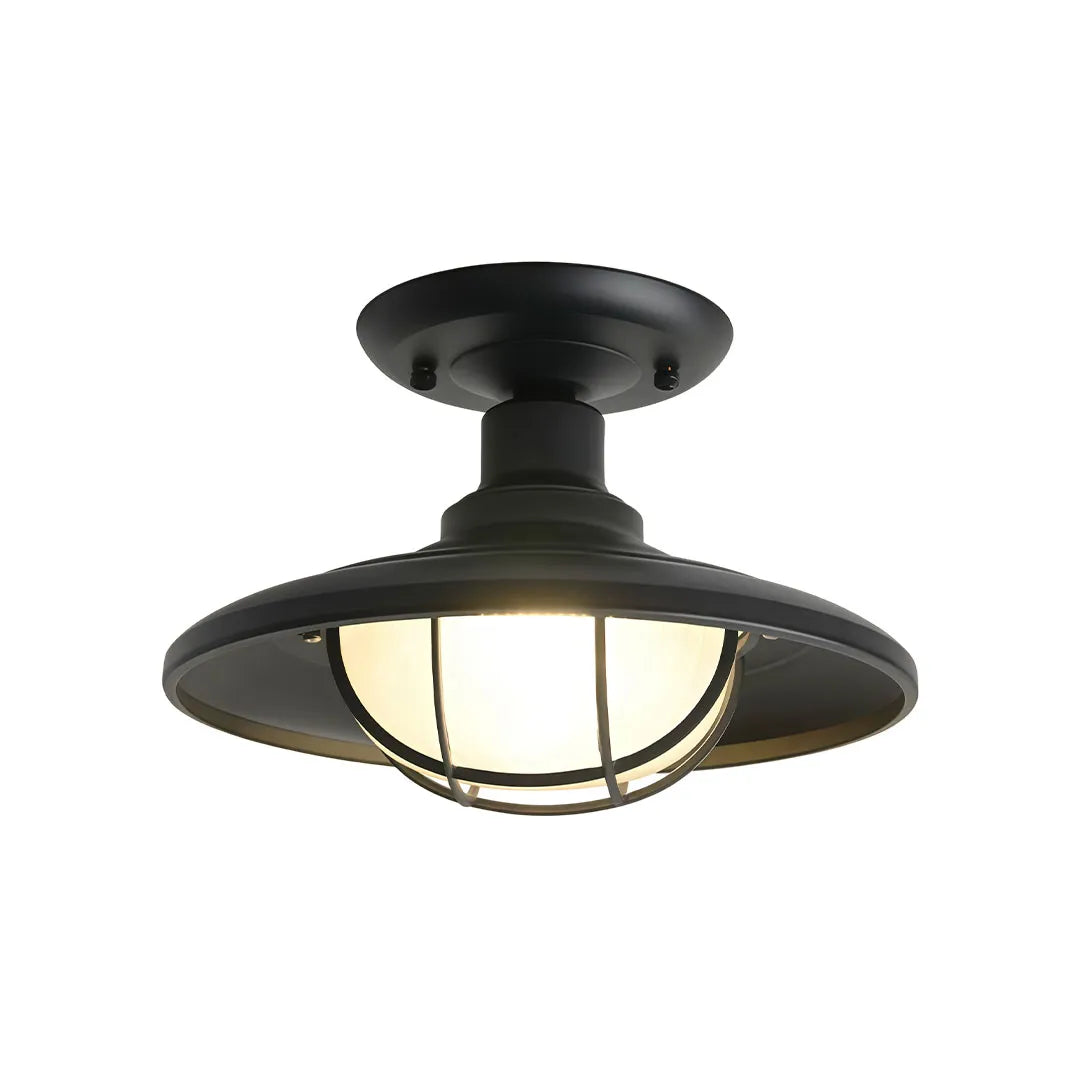 Black Semi Flush Ceiling Light Vintage Glass Outdoor Light - view 7