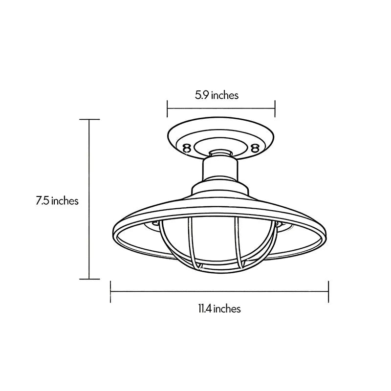 Black Semi Flush Ceiling Light Vintage Glass Outdoor Light - view 8