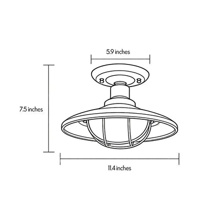 Black Semi Flush Ceiling Light Vintage Glass Outdoor Light - view 8