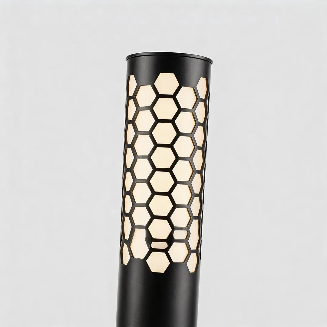 Solar Powered LED Bollard Lights Modern Honeycomb Outdoor Light - view 9