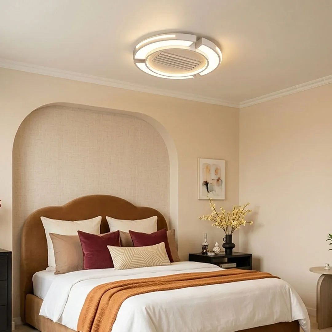 Bladeless Ceiling Fan with Lighting Modern Concealed-Blade LED Light
