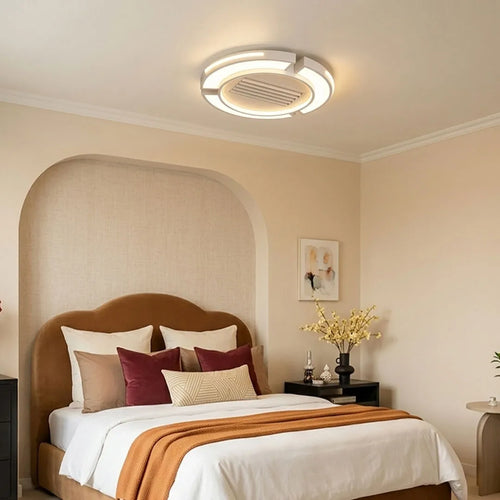 Bladeless Ceiling Fan with Lighting Modern Concealed-Blade LED Light
