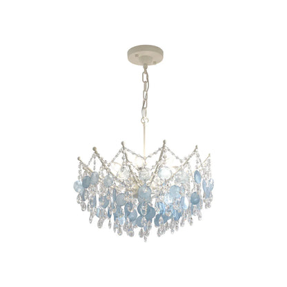 Glam Chandelier French Cream-Style Shell and Crystal Ceiling Light - view 6