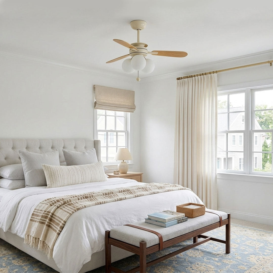 Indoor Ceiling Fan with Light French Cream Style Light - view 3