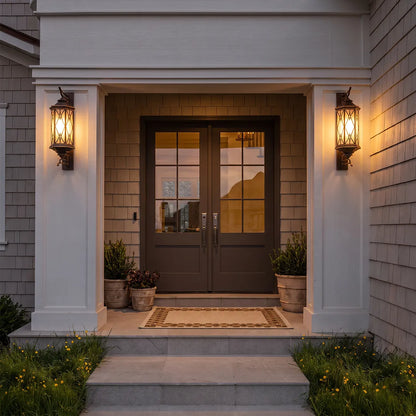 2 PCS Bronze Outdoor Sconce Vintage Glass Wall Lantern - view 2