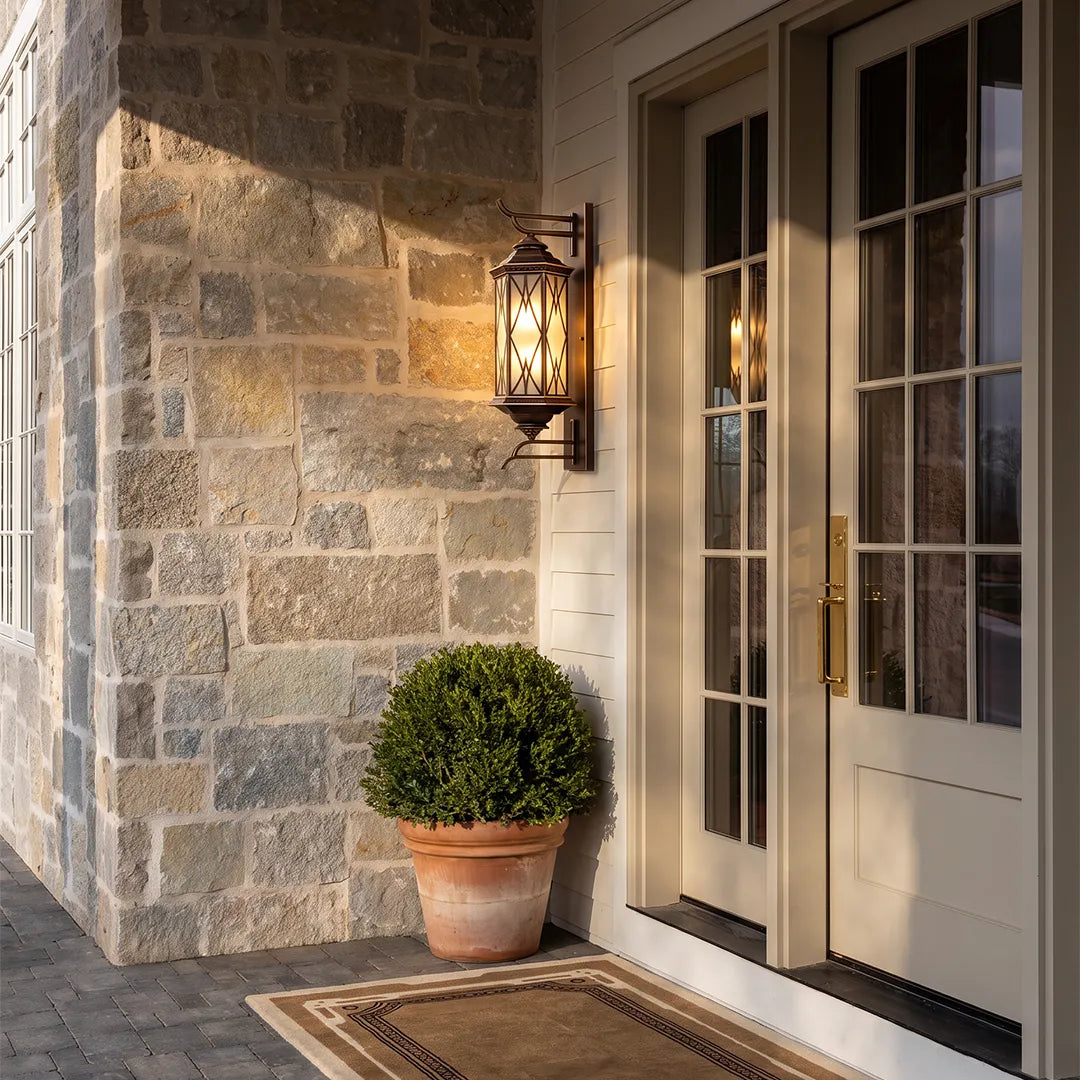 2 PCS Bronze Outdoor Sconce Vintage Glass Wall Lantern - view 4