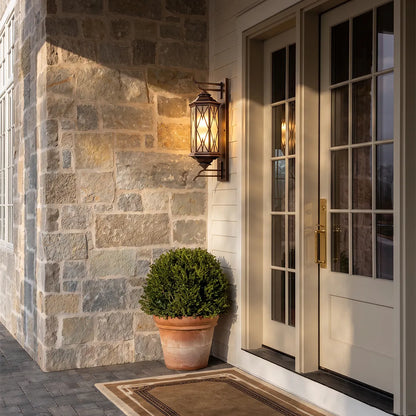 2 PCS Bronze Outdoor Sconce Vintage Glass Wall Lantern - view 4