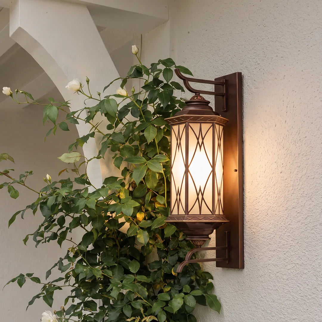 2 PCS Bronze Outdoor Sconce Vintage Glass Wall Lantern - view 5