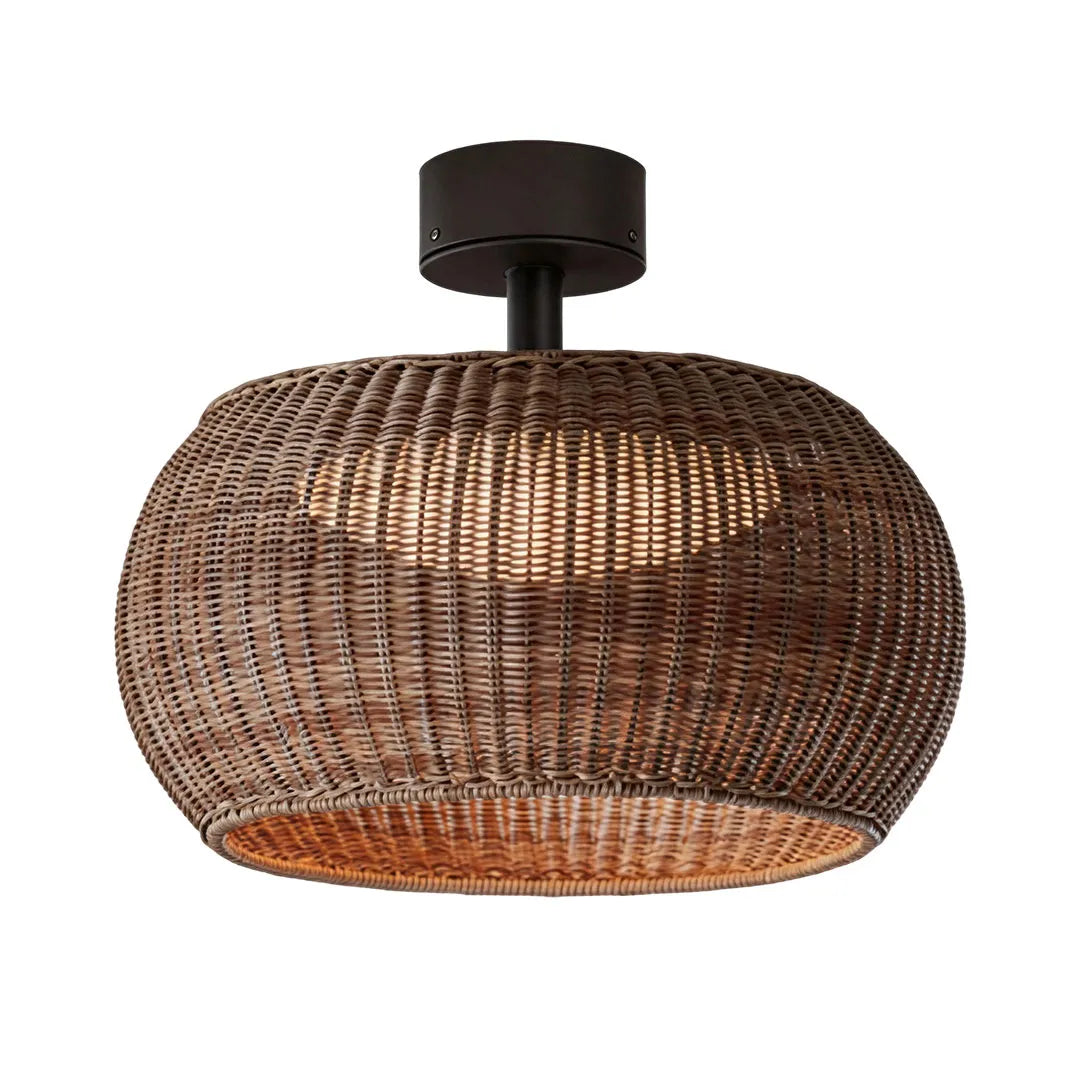 Woven Flush Mount Light Rattan Outdoor Waterproof Ceiling Light - view 8