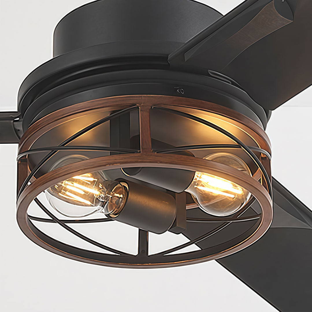 Black Ceiling Fan with Lighting American Metal Light - view 5