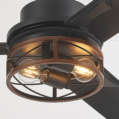 Black Ceiling Fan with Lighting American Metal Light - view 5