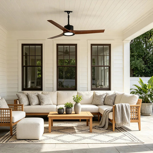 Contemporary Ceiling Fans with LED Lights Brown Blade Light