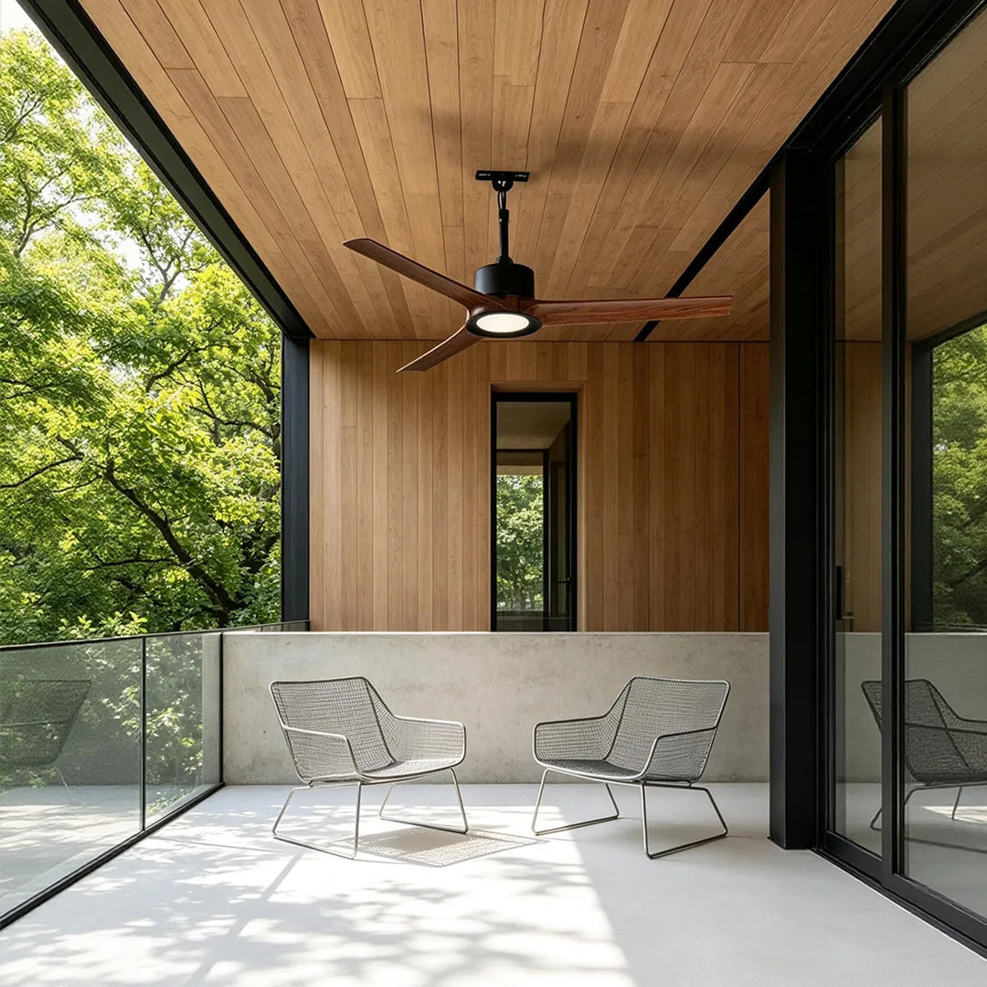 Contemporary Ceiling Fans with LED Lights Brown Blade Light - view 2