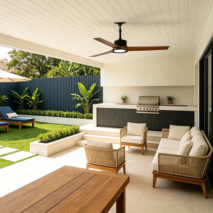 Contemporary Ceiling Fans with LED Lights Brown Blade Light - view 4