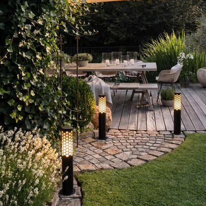 Solar Powered LED Bollard Lights Modern Honeycomb Outdoor Light - view 7