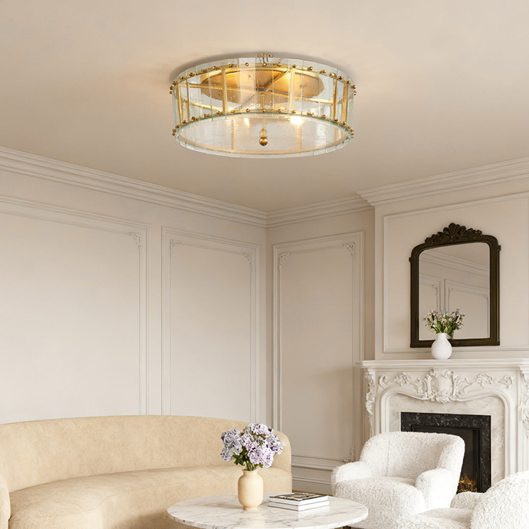 Flush Mount Gold Light Contemporary Elegant Luxury Round Glass Light - view 2