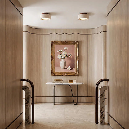 Flush Mount Entry Light Wabi-Sabi Travertine and Wood LED Light - view 3
