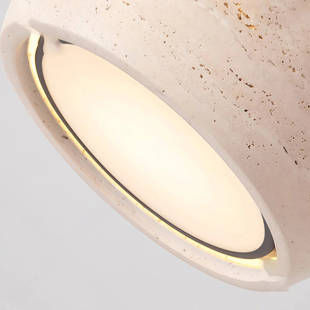 Flush Mount Entry Light Wabi-Sabi Travertine and Wood LED Light - view 5