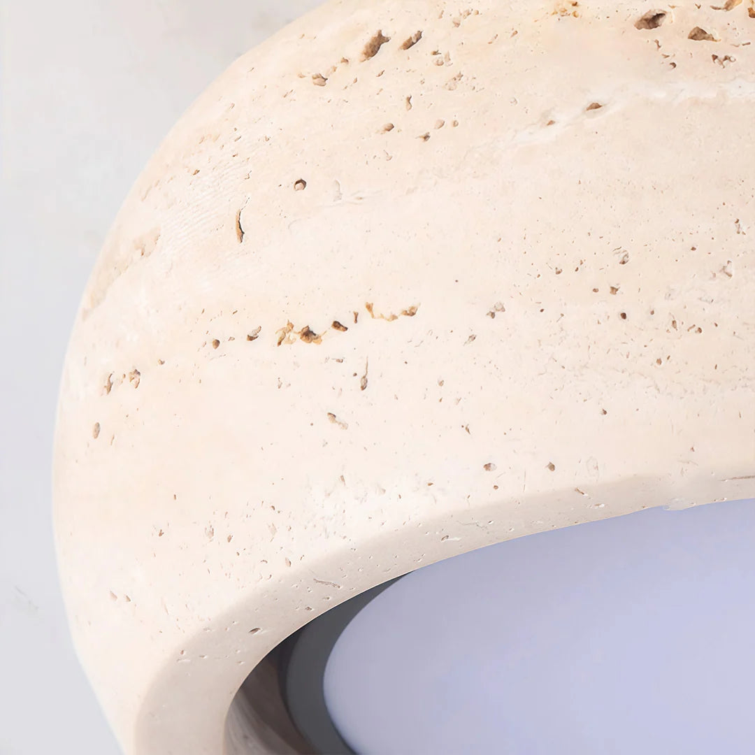 Flush Mount Entry Light Wabi-Sabi Travertine and Wood LED Light - view 6