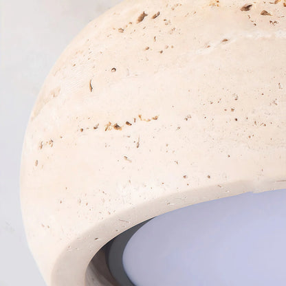 Flush Mount Entry Light Wabi-Sabi Travertine and Wood LED Light - view 6