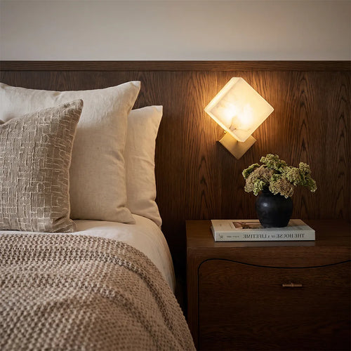 Geometric Wall Sconce Modern Brass and Marble Light