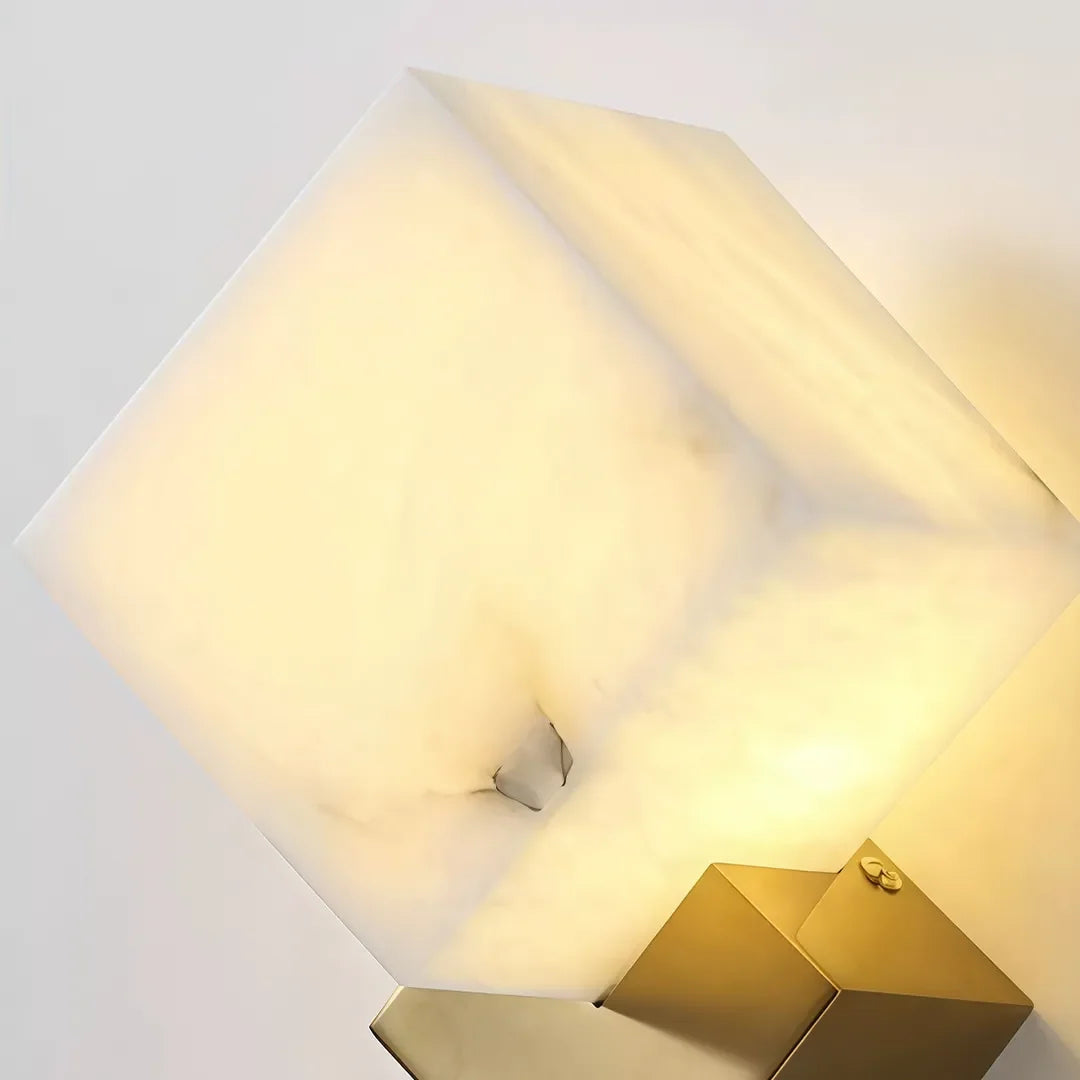 Geometric Wall Sconce Modern Brass and Marble Light - view 7
