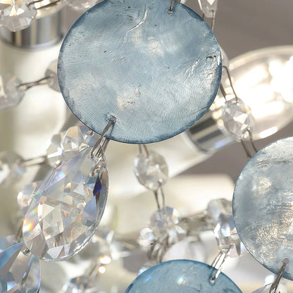 Glam Chandelier French Cream-Style Shell and Crystal Ceiling Light - view 5