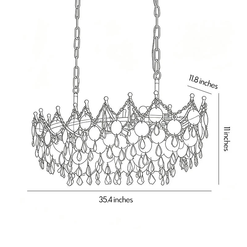 Glam Chandelier French Cream-Style Shell and Crystal Ceiling Light - view 12