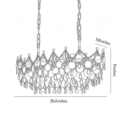 Glam Chandelier French Cream-Style Shell and Crystal Ceiling Light - view 12