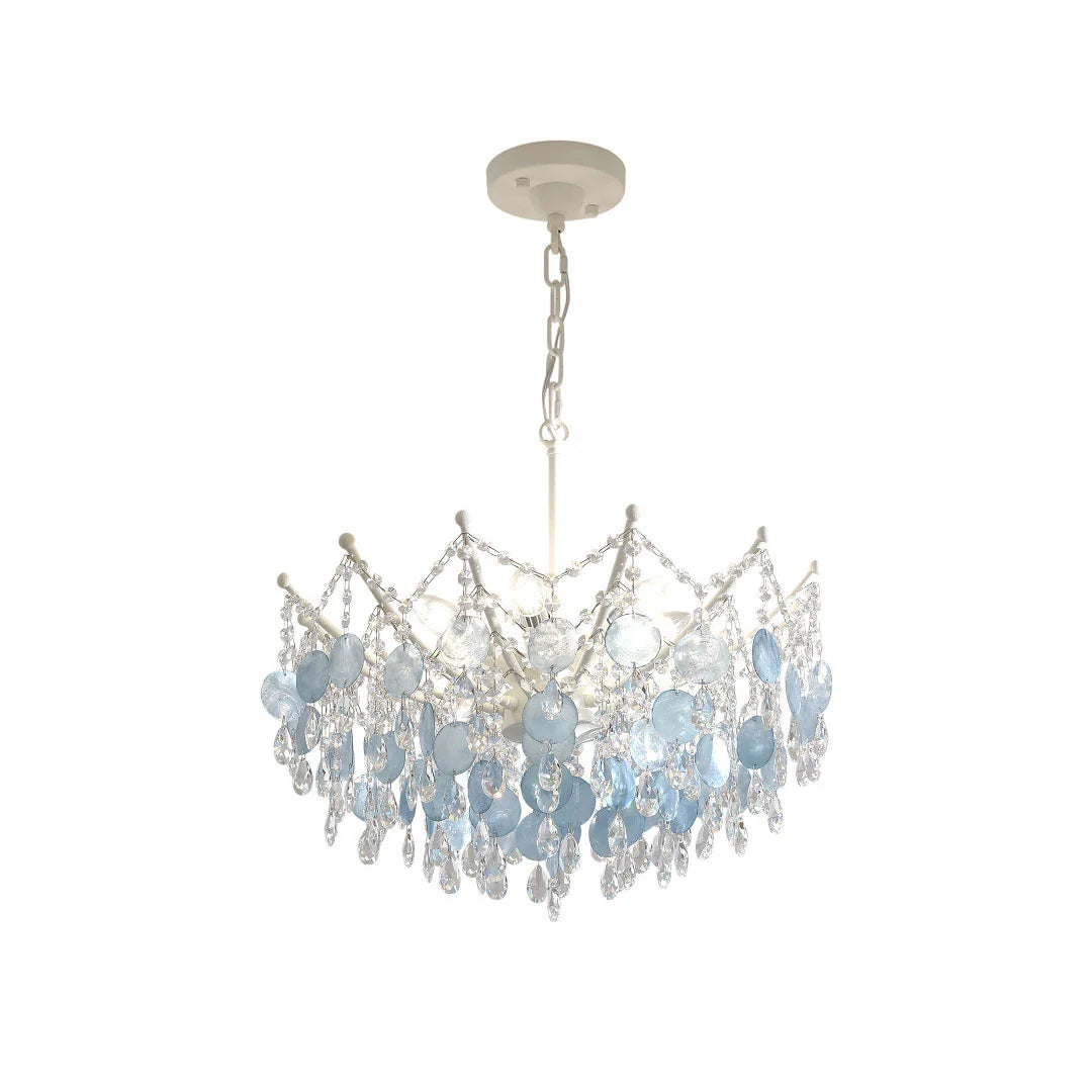 Glam Chandelier French Cream-Style Shell and Crystal Ceiling Light - view 7