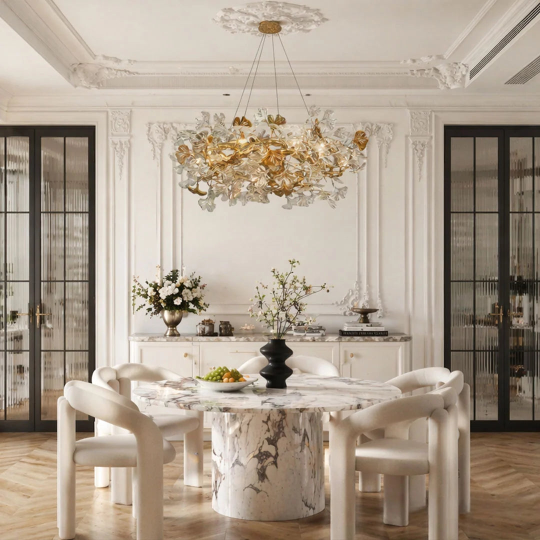 Glass Leaf Chandelier Modern Brass and Art Ceiling Light - view 3