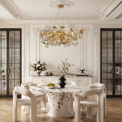 Glass Leaf Chandelier Modern Brass and Art Ceiling Light - view 3