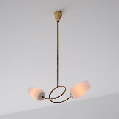 Glass Vintage Chandelier Brass Double Light Ceiling Light - view 7
