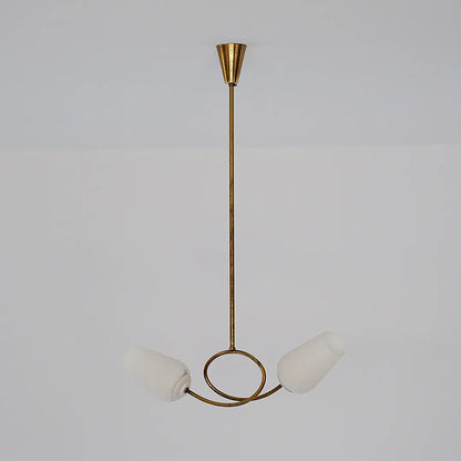 Glass Vintage Chandelier Brass Double Light Ceiling Light - view 8