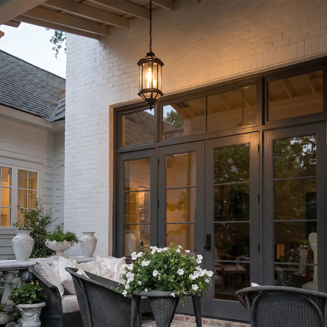 2 PCS Hanging Outdoor Pendant Lights Vintage Glass Ceiling Light - view 4