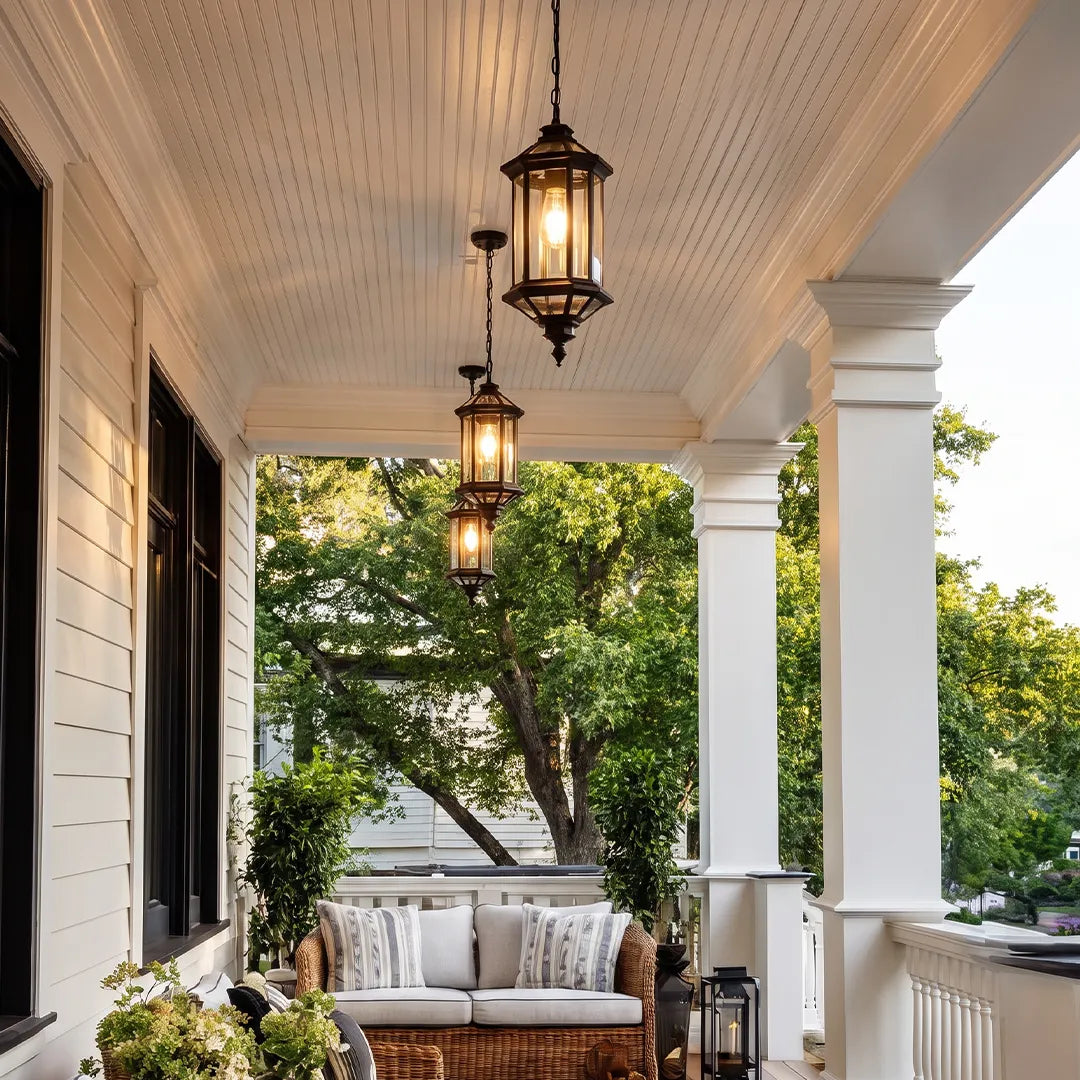 2 PCS Hanging Outdoor Pendant Lights Vintage Glass Ceiling Light - view 6