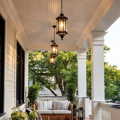 2 PCS Hanging Outdoor Pendant Lights Vintage Glass Ceiling Light - view 6