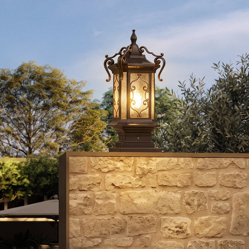 Lantern Pillar Lights European Vintage Ornate Outdoor Light