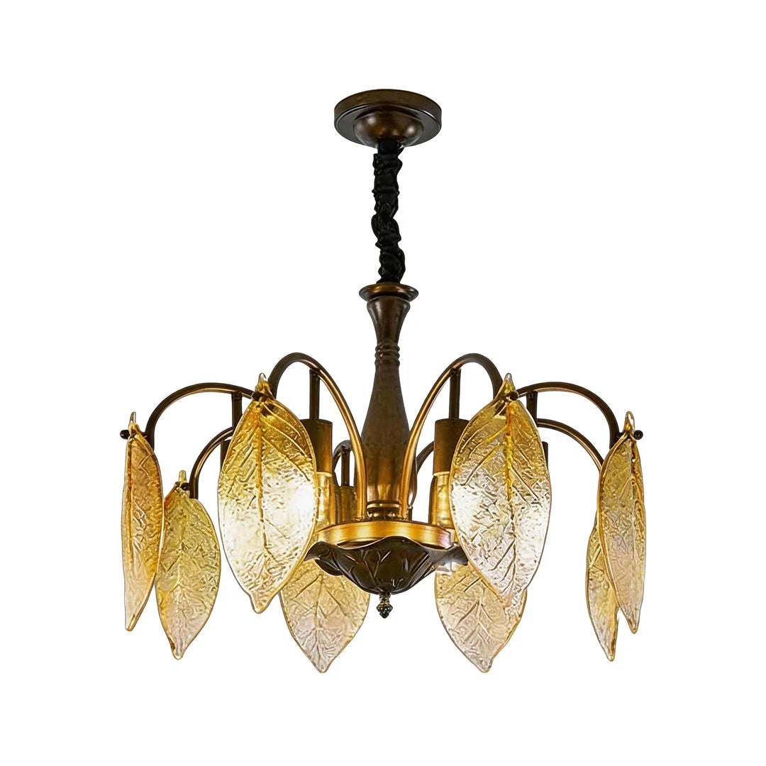 Leaf Glass Chandelier French Vintage Ginkgo Leaf Ceiling Light - view 8