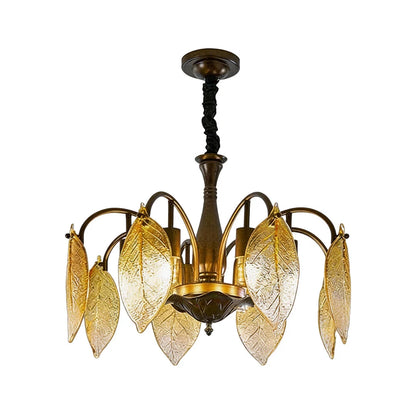 Leaf Glass Chandelier French Vintage Ginkgo Leaf Ceiling Light - view 8