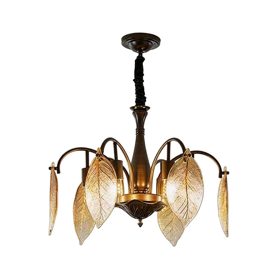 Leaf Glass Chandelier French Vintage Ginkgo Leaf Ceiling Light - view 7