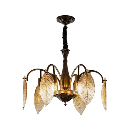 Leaf Glass Chandelier French Vintage Ginkgo Leaf Ceiling Light - view 7